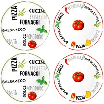 Mambocat Pizzateller Tomate Ø 31 cm 4er Set Grün/Rot/Weiß