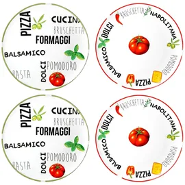 Mambocat Pizzateller Tomate Ø 31 cm 4er Set Grün/Rot/Weiß