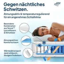 AM Qualitätsmatratzen Premium 7-Zonen Taschenfederkernmatratze 160 x 210 cm H3