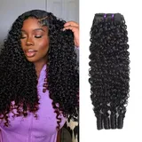 Burmese Curly Hair Bundles 100% Unprocessed Real Human Hair 1 Bundles with Spiral Curly End Thick Remy Virgin Hair Extensions for Women Natural Black 18 Zoll