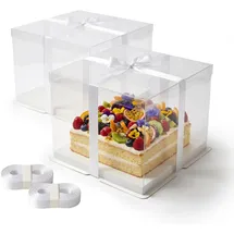 Relaxdays Tortenbox 20 x 30 x 30 cm 2-tlg. transparent/weiß