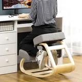 Kniehocker Sitzhocker gesunde Haltung, Kniestuhl ergonomisch, Birkenholz Polyester, Grau | 6,65 kg | bis 120 kg | 69x51x58 cm - Grau