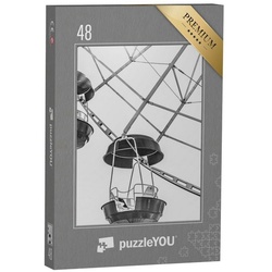 puzzleYOU Puzzle Detailansicht eines Riesenrades, schwarz-weiß, 48 Puzzleteile, puzzleYOU-Kollektionen Fotokunst