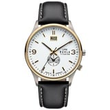 UMR Ruhla Classic 17082 BigDate Titan Herrenuhr Bicolor Lederband 42 mm