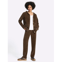 Hausanzug HEINE, Damen, Gr. 38, braun (schoko), 95% Polyester, 5% Elasthan, Homewear-Sets Hausanzug