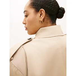 Tommy Hilfiger Curve Bikerjacke TOMMY HILFIGER CURVE "CRV COTTON SHORT TRENCH", Damen, Gr. 52, beige, Web, Obermaterial: 100% Baumwolle, unifarben, regular fit normal, Jacken, in großen Größen