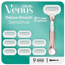 Gillette Venus Deluxe Smooth Sensitive Handstück + Rasierklingen 9 St.