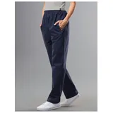 TRIGEMA Jerseyhose TRIGEMA "TRIGEMA Freizeithose aus 100% Baumwolle", Damen, Gr. L, US-Größen, blau (navy), 100% Baumwolle, Hosen Jerseyhose