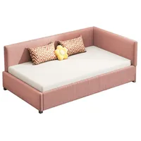 Merax Polsterbett, Samt Tagesbett Daybett Schlafsofa Kinderbett 90x200cm rosa