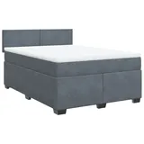 vidaXL Boxspringbett mit Matratze Dunkelgrau 140x200 cm Samt