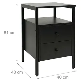 Relaxdays Nachtschrank 2 Schubladen 40 x 40 x 61 cm Schwarz