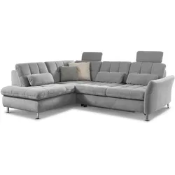 Ecksofa DIE PLANBAR "MP-IN20016 L-Form mit Kaltschaum-Polsterung", silber, B:242cm H:87cm T:116cm, 100% Polyester, Sofas, wahlweise mit Kopfstützen und Bettfunktion, mit Kaltschaum-Polsterung
