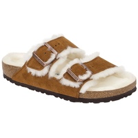 Birkenstock Classic Unisex-Erwachsene Arizona Lammfell Pantoletten, Braun 44