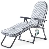 Kadax Gartenliege mit einstellbarer Lehne, Liegestuhl aus Stahlgestell, klappbarer Gartenstuhl, Sonnenliege mit Polster Auflage, Klappliege, Campingliege, Relaxliege Grau Zig Zack) - Grau