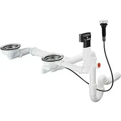 hansgrohe Ab- und Überlaufgarnitur 43938000 chrom, automatisch, für Doppelbecken Granit