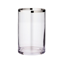 EDZARD Windlicht Molly, Laterne aus Kristallglas mit Platinrand, Kerzenhalter für Stumpenherzen, Höhe 30 cm, Ø 17 cm