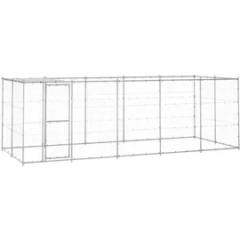 vidaXL Outdoor-Hundezwinger mit Überdachung 12,1 m2 Stahl