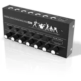 Mini Stereo Line Audio Mixer, 6 Kanal Mixer mit Unabhängige Lautstärkeregelung, 6.35mm TRS Eingang und Ausgang, für PC/Mikrofon/Gitarre/E-Keyboard/Verstärker