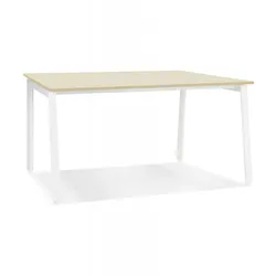 Gerader Schreibtisch aus Holz Metall | Bürotisch mit Arbeitsplatz | Designer Computertisch mit natürlichem Finish | Moderner Stil | Kadima Design