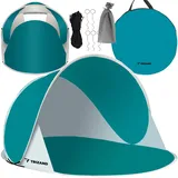 TRIZAND Strandmuschel Pop Up 190x120x86 cm Wind- und UV-Schutz Wurfzelt Kleines Pakcmaß Leicht Baby Kinder Erwachsene Blau-Grau 23856