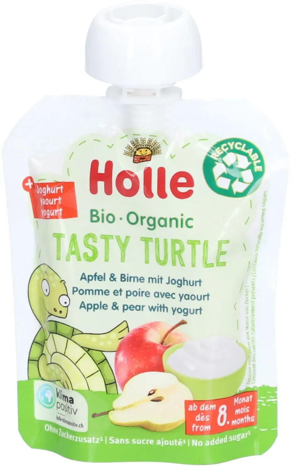 Holle Tasty Turtle Trinkflasche Apfel & Birne mit Joghurt