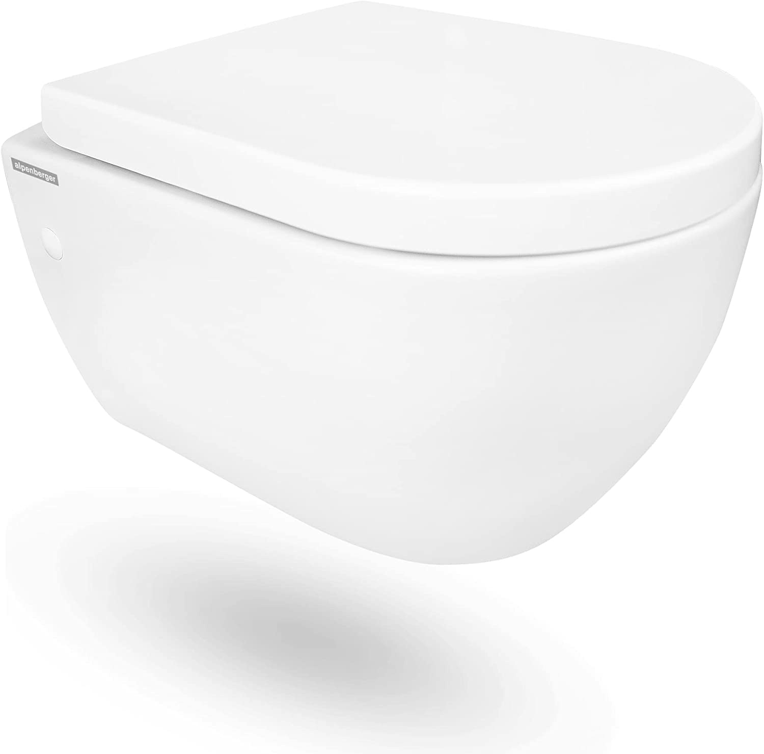 Alpenberger Toilette mit Taharet-Funktion | Spülrandloses Dusch WC Keramik Wand WC mit Nano | SoftClose WC-Sitz Absenkautomatik | Bidet Klo Made in EU