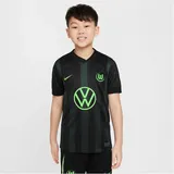 Nike VfL Wolfsburg Stadium Away Nike Replica Fußballtrikot mit Dri-FIT-Technologie für ältere Kinder - Schwarz, S