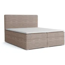 dein schlaf 24 BOXBETT LOFT III 200/200 Cord Beige mitTaschen-Federkernmatratzen 7 Zonen H4 - Beige