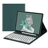 QYiiD iPad Mini Tastatur Hülle für iPad Mini 7.9 Zoll 5 /Mini 4/3/2/1, iPad Mini Hülle Abnehmbare Tastatur (Deutsches QWERTZ), Folio Smart Slim Cover mit Runde Tasten Tastatur Abnehmbare, Lavendel