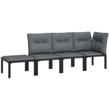 vidaXL Garten-Lounge-Set 4-tlg. schwarz/grau