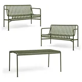 HAY - Palissade Tisch + 2x Dining Bench, olive