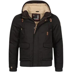 Winterjacke ALESSANDRO SALVARINI "ASRigio", Herren, Gr. L (52), schwarz, Obermaterial: 100% Baumwolle; Innenmaterial: 100% Polyester, Jacken, mit warmem Teddyfell