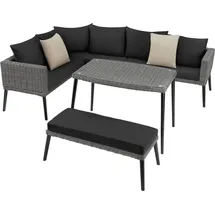 Tectake tectake® Rattan Lounge mit Aluminiumgestell hochwertiges Geflecht