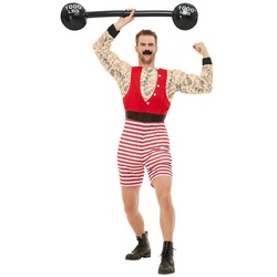 Smiffys Kostüm Stärkster Mann der Welt, Klassischer Jahrmarkts-Gewichtheber rot M