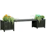MuCoLa 2in1 Gartenbank Bank Holzbank Schwarz Blumenkasten 2 Blumenkübeln Holz Sitzer