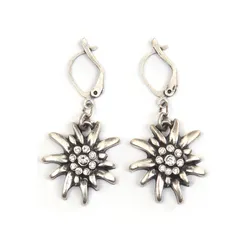 Paar Ohrhänger FIRETTI "Edelweiß, trendig, markant", weiß (metallfarben, antikfarben, weiß, weiß), Ohrringe, Damen, Metall, mit Glassteinen