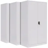 3-Pack LagerZwei Mehrzweckschrank 195x100x50cm I Großer Metallschrank, 4 Fachböden I Aktenschrank weiß, abschließbar I Robuster Allzweckschrank als Werkstattschrank & Büroschrank I Stahlschrank