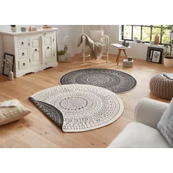 Teppich NORTHRUGS "Porto Wendeteppich", schwarz, H:5mm Ø:240cm, Kunstfaser, Teppiche, In-& Outdoor, Wetterfest, Balkon, Garten, Wohnzimmer, Wasserfest