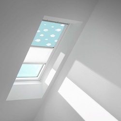VELUX Verdunkelungsrollo Duo DFD Kids Blauer Himmel 4660, 55x78 cm (C02), GGU,Manuell,VELUX,weiße Schiene