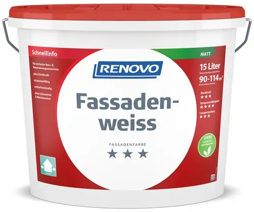 RENOVO Fassadenfarbe, matt, 15 Liter, weiß - weiss