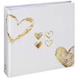 Hama Lazise (Fotoalbum mit 100 Blätter 10 x 15 cm, Fotobuch mit Herz-Motiv, Hochzeitsalbum) weiß/gold