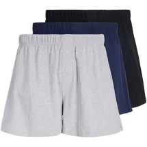 JACK & JONES Jersey Boxershorts Schwarz / Blau / Grau S 3er Pack