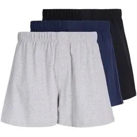 JACK & JONES Jersey Boxershorts Schwarz / Blau / Grau S 3er Pack