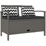 Gartenbank Für Den Außenbereich, 2-sitzer, 160 L Stauraum, Aus Pe-rattan, Inklusive Kissen Und 2 Kissen, 112 X 62 X 82 Cm, Grau