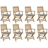 vidaXL Klappbare Gartenstühle mit Kissen 8 Stk. Massivholz Akazie