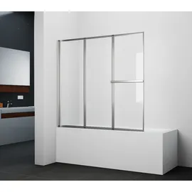 Marwell Badewannenfaltwand Silver Vital chrom - 3-flg, 166x140cm - Duschabtrennung mit Handtuchhalter - Duschabtrennung - Transparent/Weiß