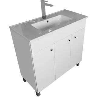 paplinskimoebel Waschbecken mit Unterschrank 80 cm Breit | Badezimmerschrank IGA Sink | Badmöbel Set für Badezimmer & Gäste-WC | Waschtisch mit Unterschrank Stehend | Waschbeckenunterschrank Weiß