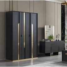 JV Möbel Kleiderschrank 60 x 216 x 130 cm Schwarz