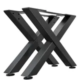GGM Möbel 2er-Set X Tischkufen | Füße: 6x6cm | B98xH73cm | Schwarz | X Tischgestell, Tischkufen Schwarz
