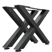 GGM Möbel 2er-Set X Tischkufen | Füße: 6x6cm | B98xH73cm | Schwarz | X Tischgestell, Tischkufen Schwarz